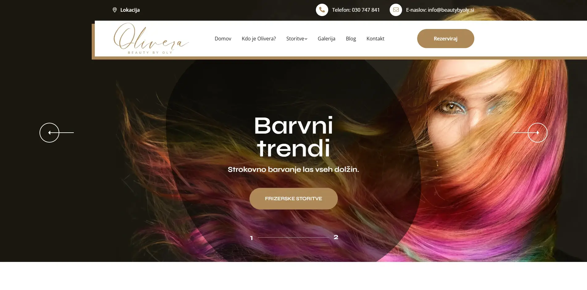 Moderna spletna stran za frizerski salon