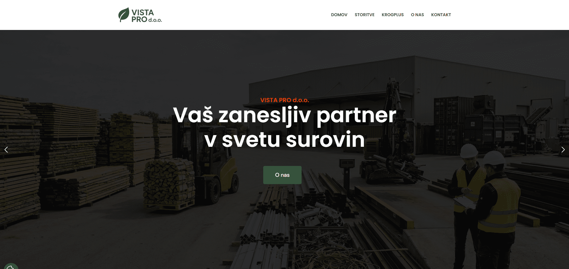 Spletna stran za podjetje VISTA PRO d.o.o.